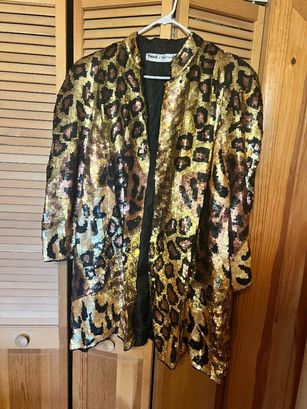 VINTAGE French Collizioni Sequin Leopard Jacket Dress Sz XL